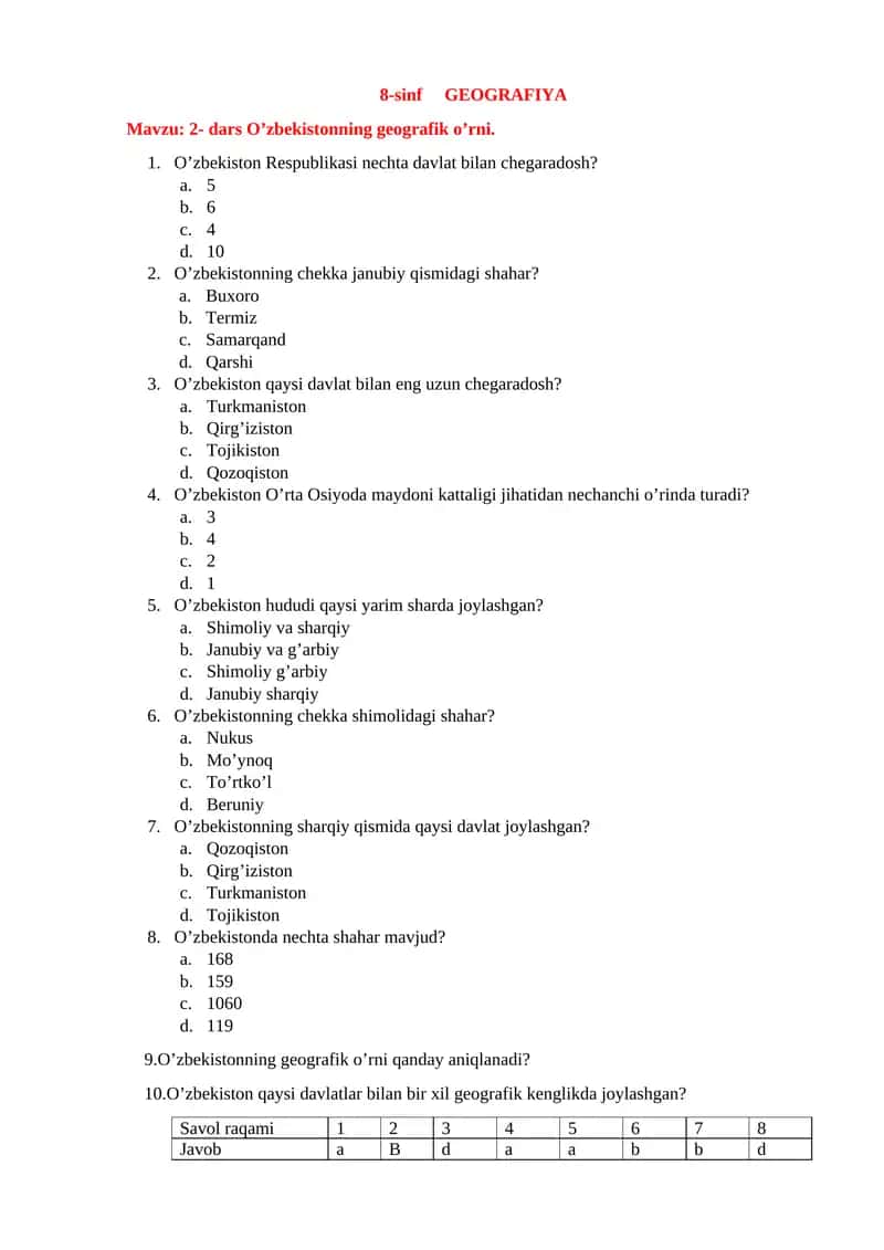8-sinf GEOGRAFIYA 1
