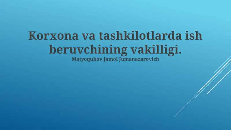 Ish beruvchining vakilligi 1