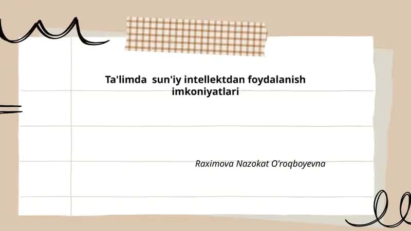Ta'limda sun'iy intellektdan foydalanish imkoniyatlari 1