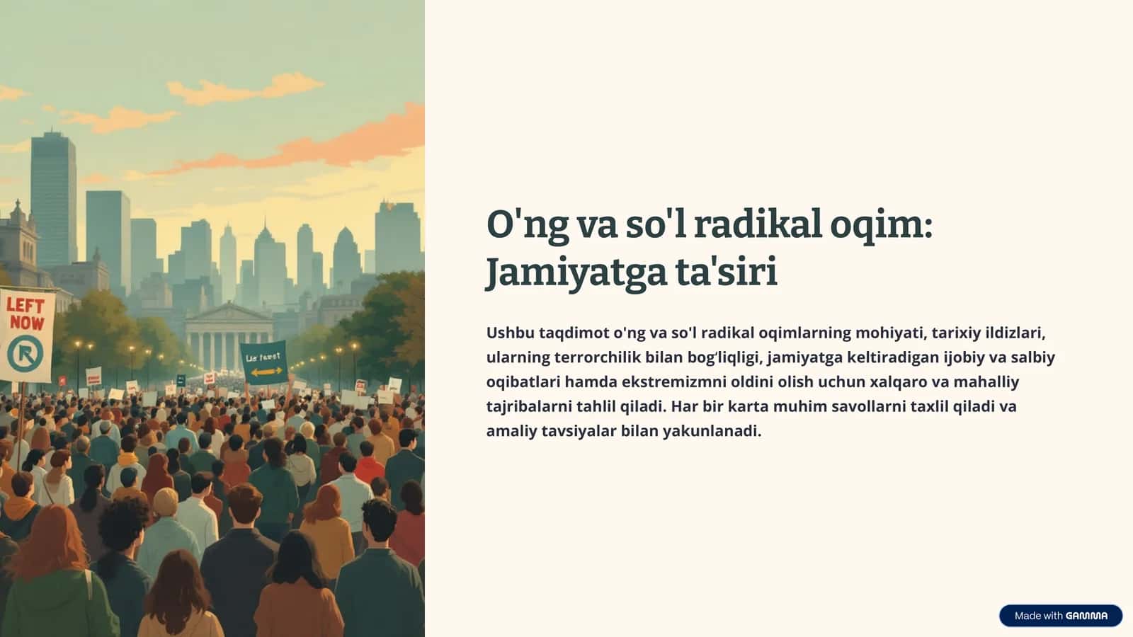 O'ng va so'l radikal oqim: Jamiyatga ta'siri 1