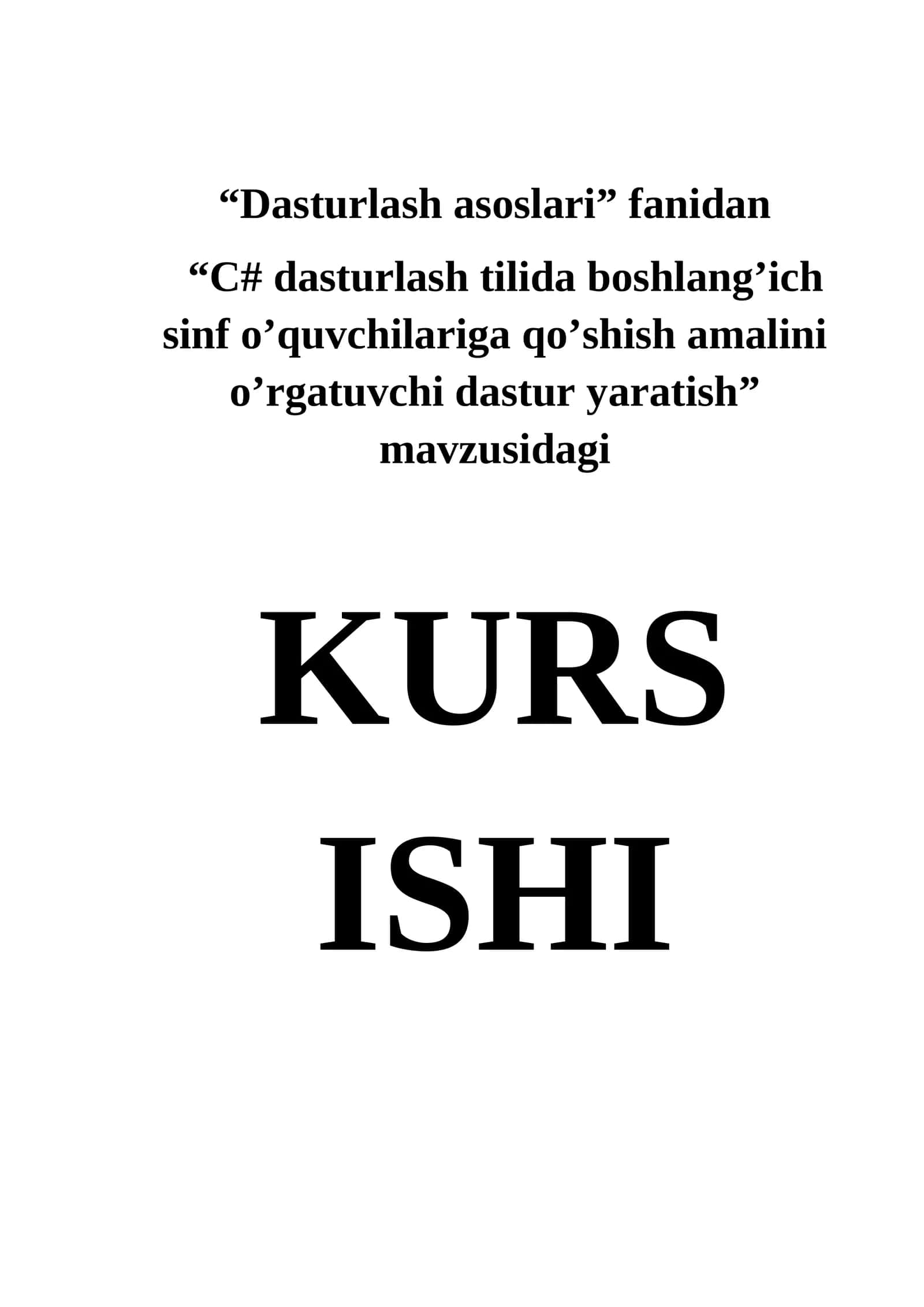 Dasturlash asoslari fanidan 1