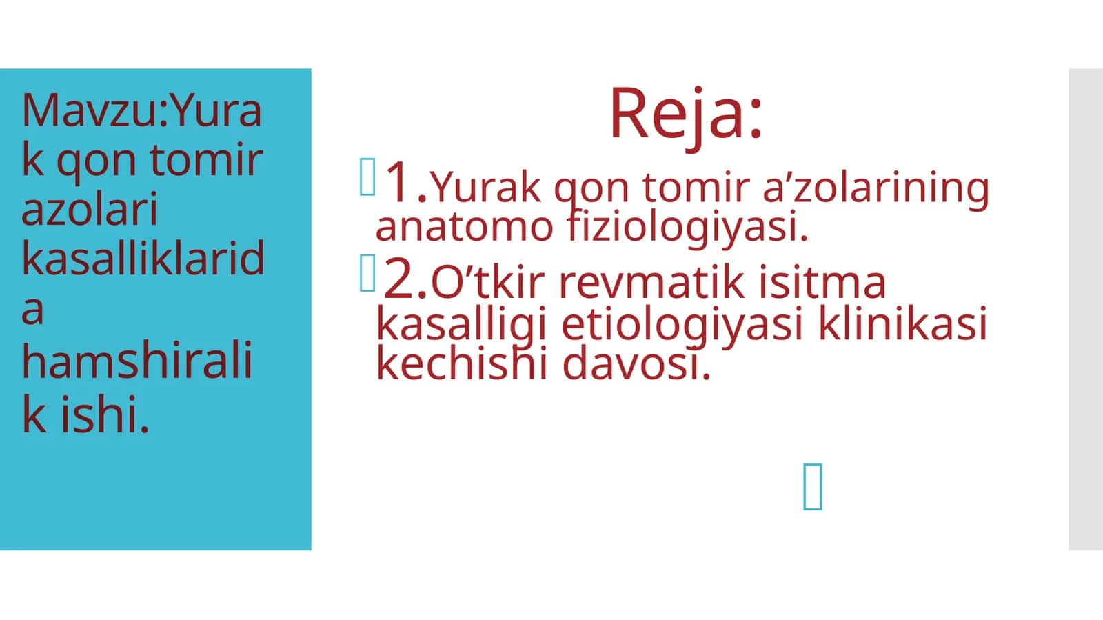 Yurak qon tomir azolari kasalliklarida hamshiralik ishi 1