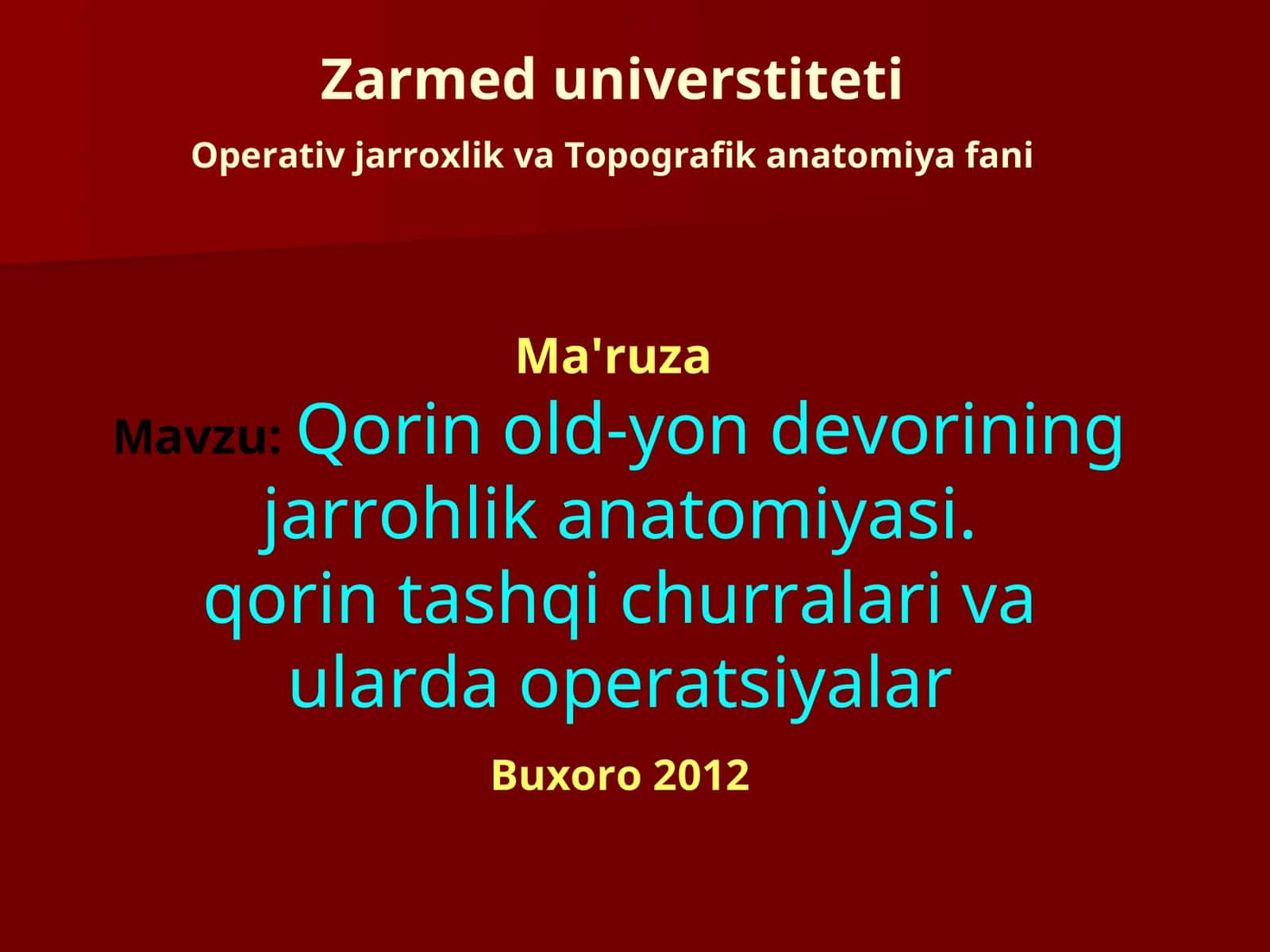 Qorin old-yon devorining jarrohlik anatomiyasi 1
