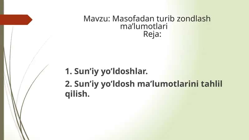 Masofadan turib zondlash ma’lumotlari 1