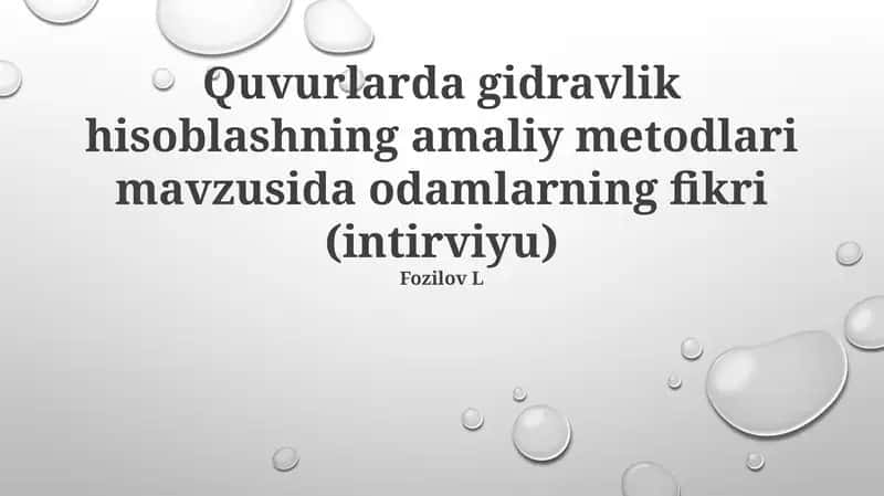 Gidravlik hisoblash amaliy metodlari 1