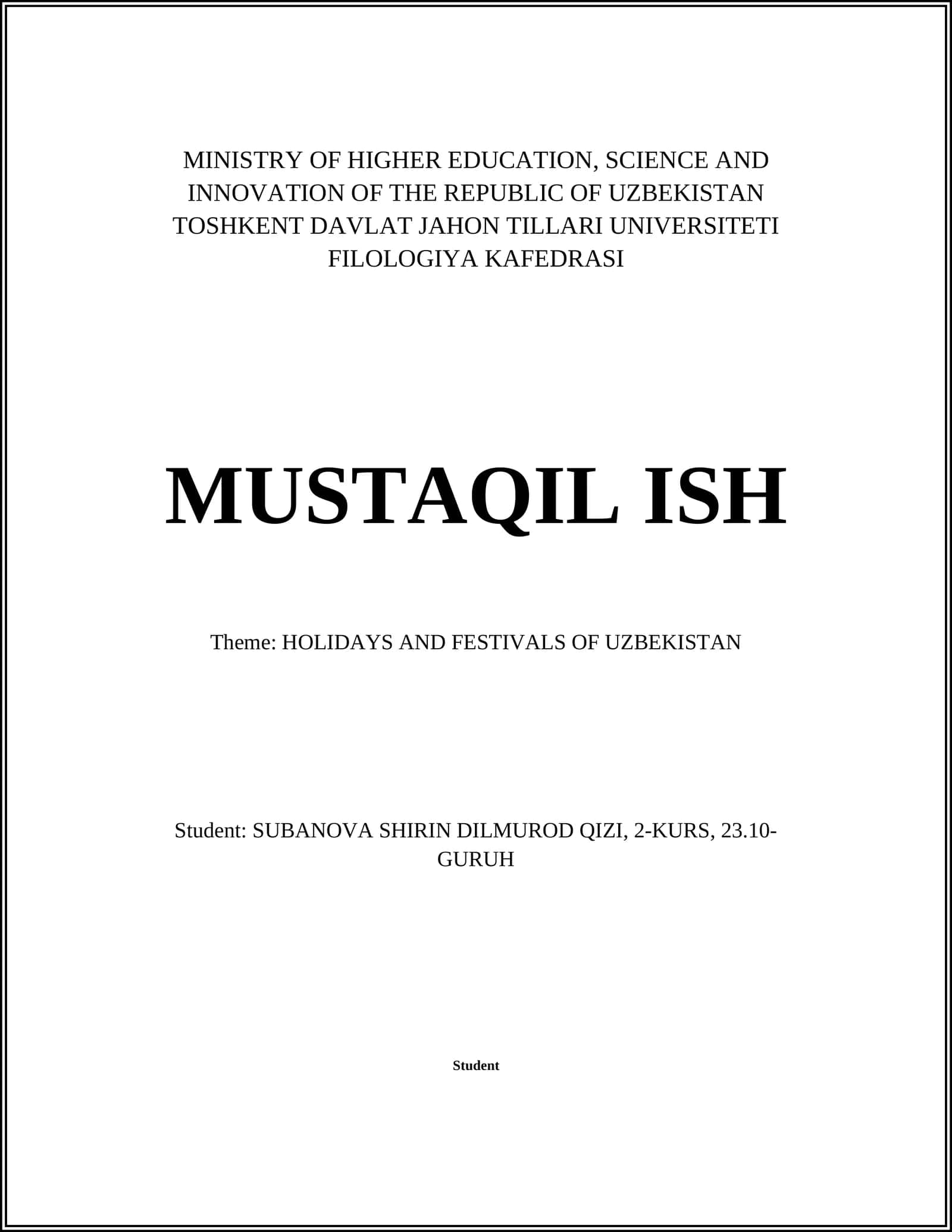 HOLIDAYS AND FESTIVALS OF UZBEKISTAN 1