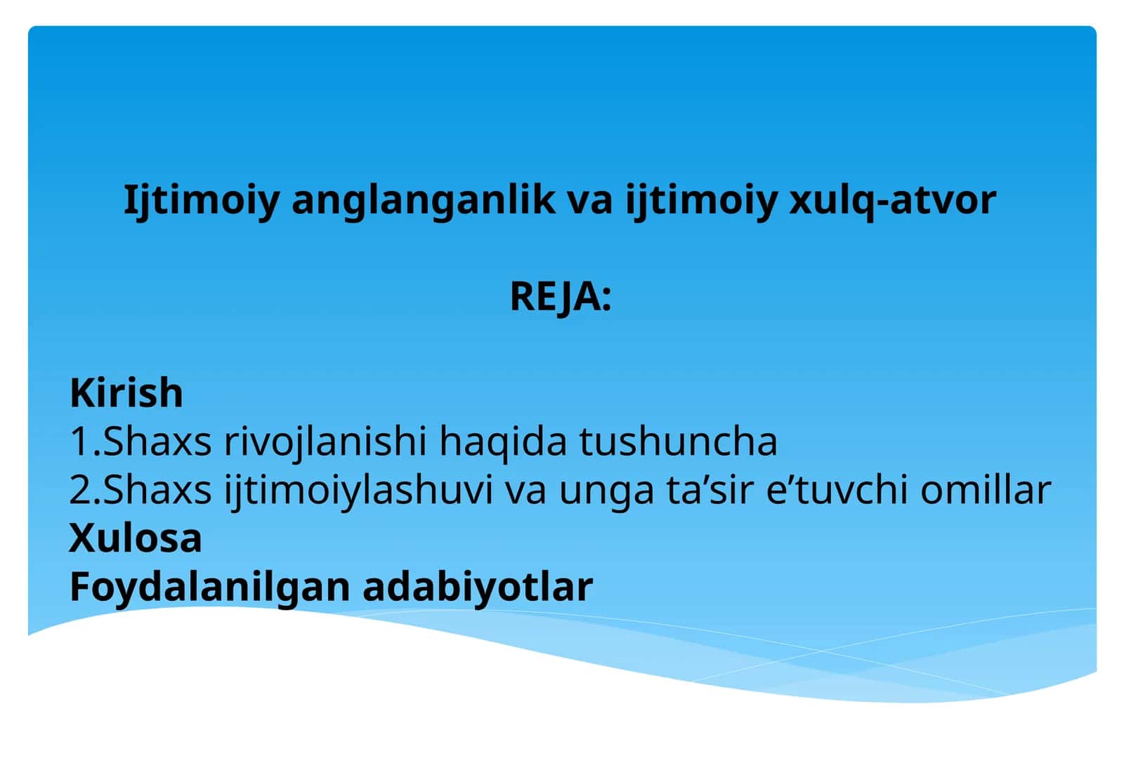 Ijtimoiy anglanganlik va ijtimoiy xulq-atvor. 1