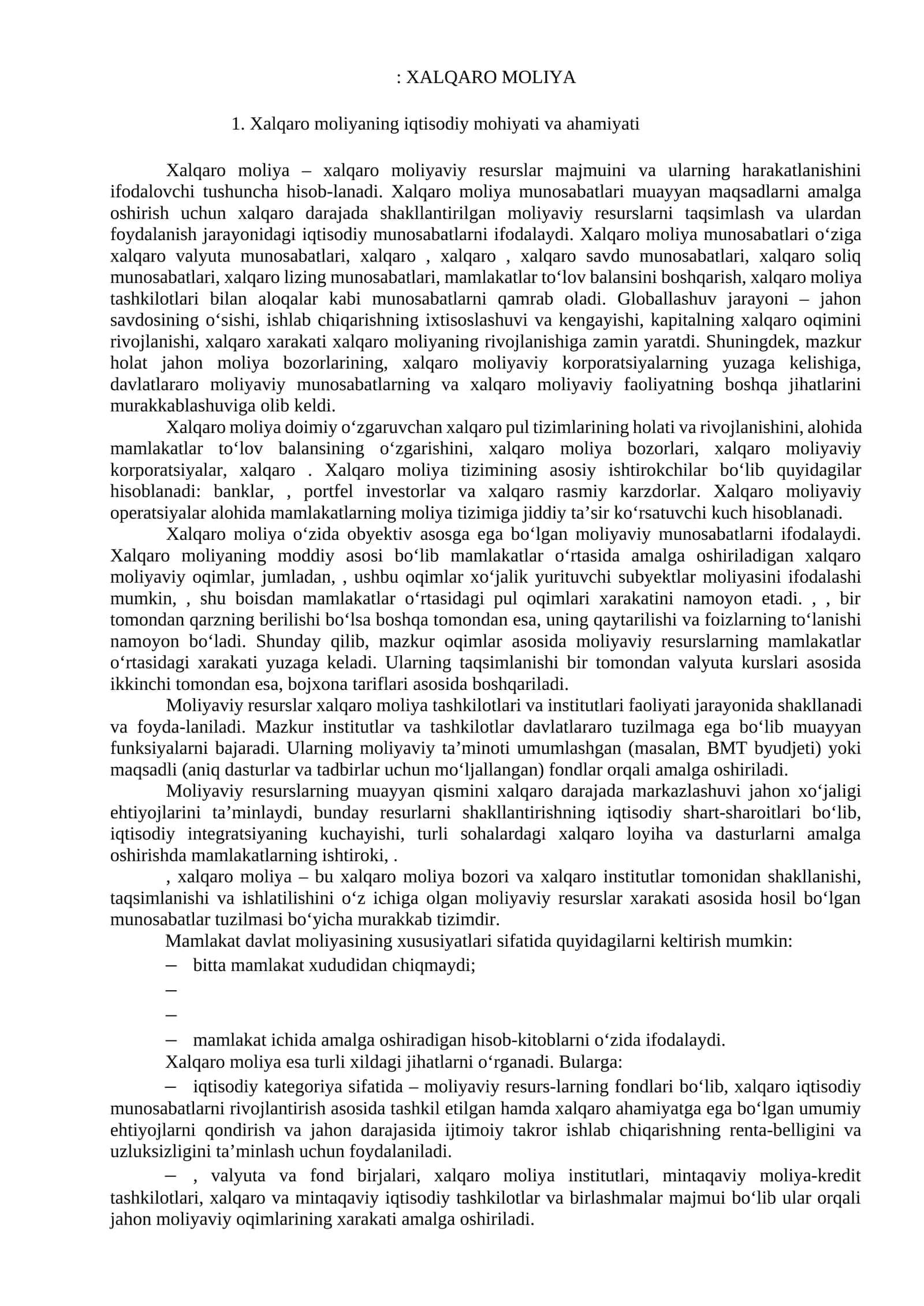 Xalqaro moliya 1