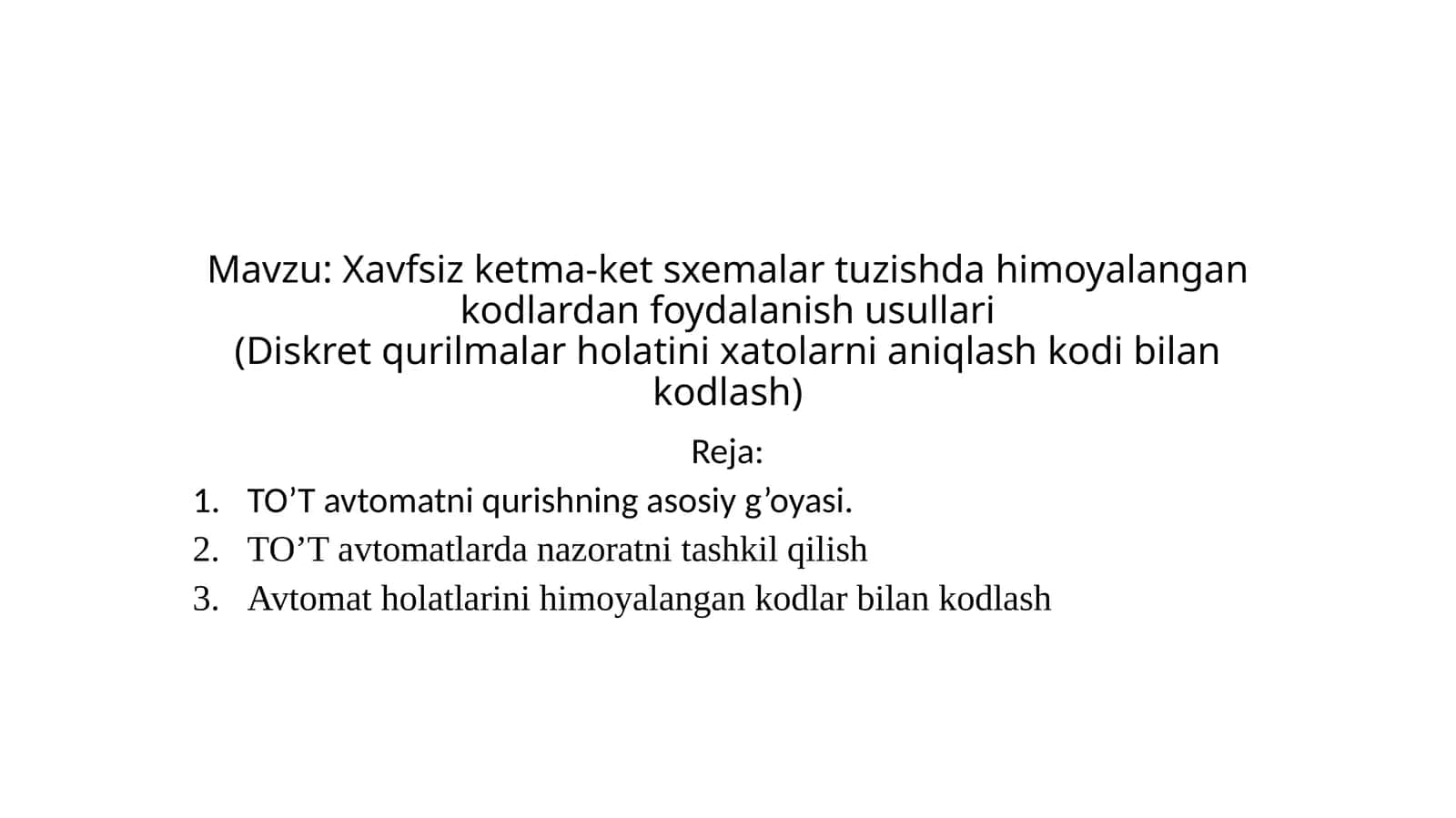 Xavfsiz ketma-ket sxemalar tuzish 1