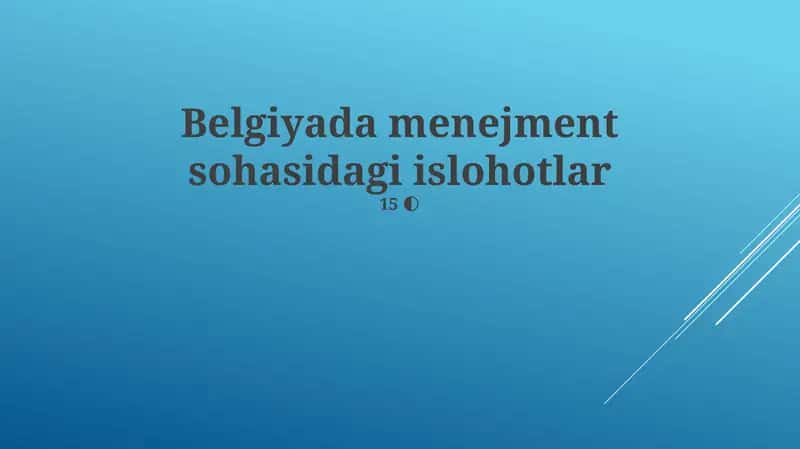 Belguyada menejment sohasidagi islohotlar 1
