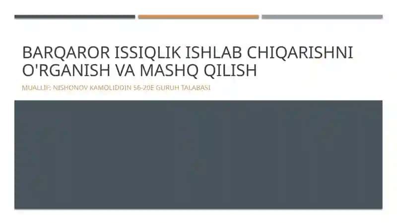 Issiqlik ishlab chiqarish