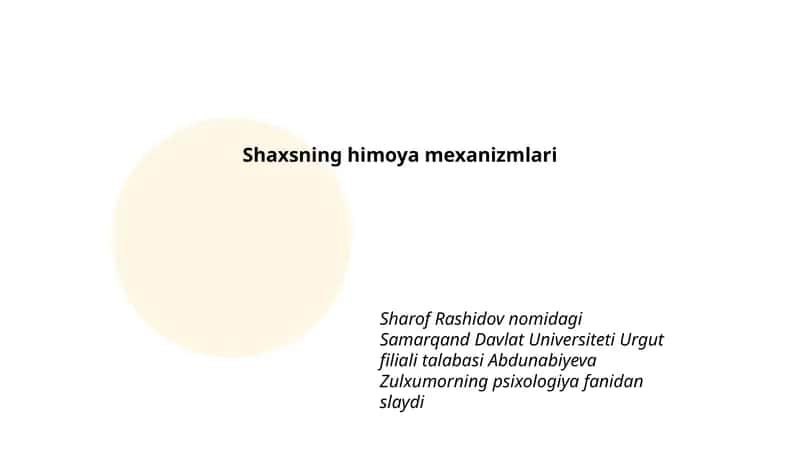 Shaxsning himoya mexanizmlari 1