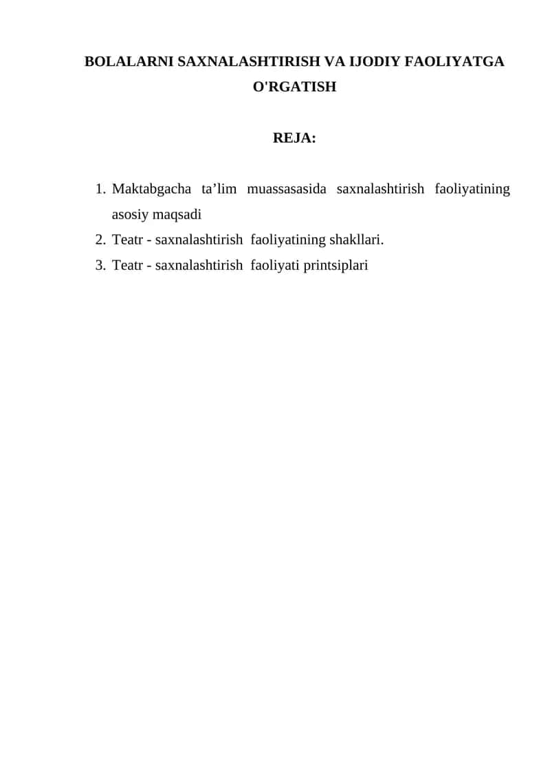 Teatr - Saxnalashtirish Faoliyati 1