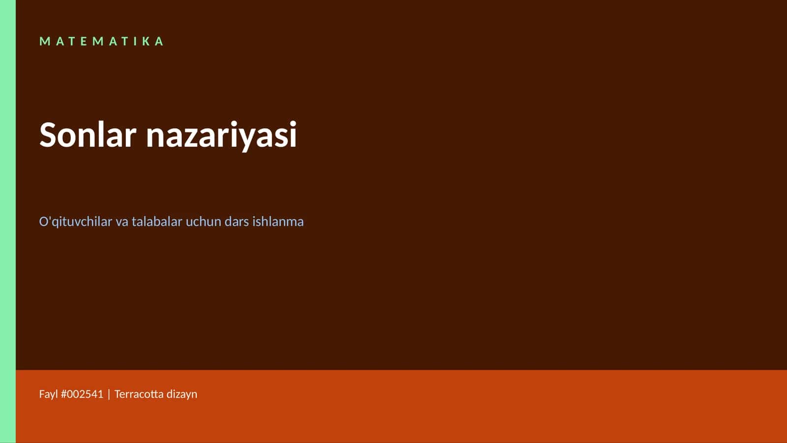 Matematika - Sonlar nazariyasi 1