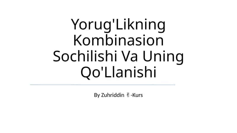 Yorug'Likning Kombinasion Sochilishi Va Uning Qo'Llanishi 1