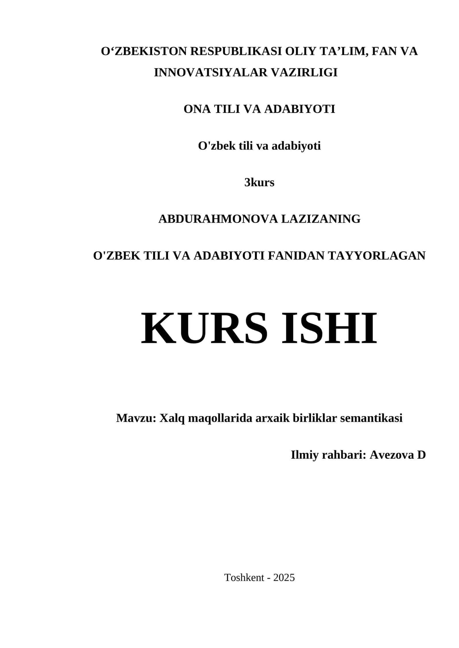 Xalq maqollarida arxaik birliklar semantikasi 1