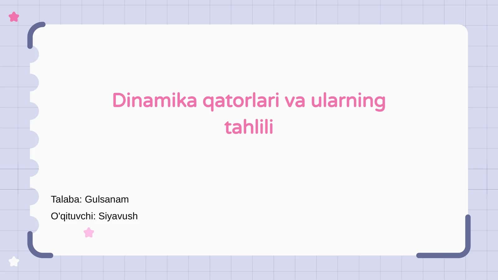 Dinamika qatorlari va ularning tahlili 1