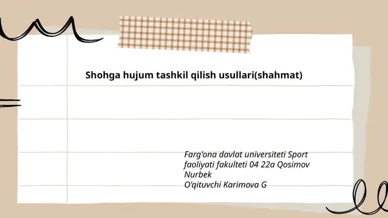 Shohga hujum tashkil qilish usullari(shahmat) 1