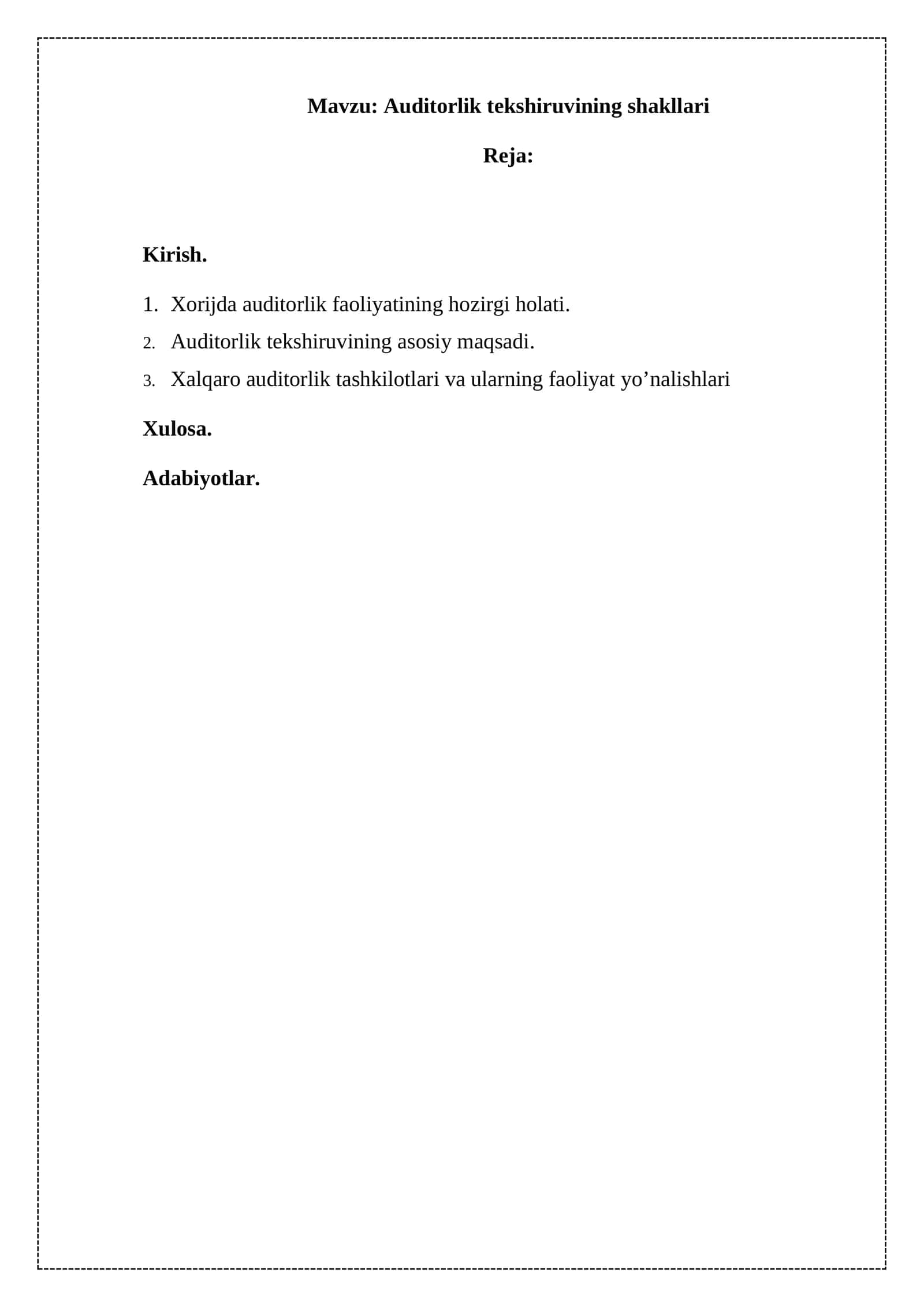 Auditorlik tekshiruvining shakllari 1