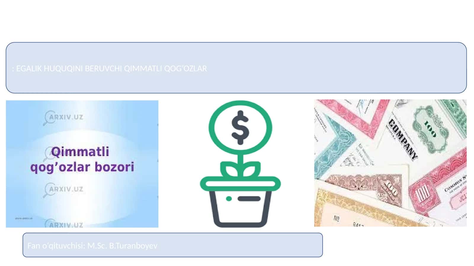 Egalik Huquqini Beruvchi Qimmatli Qog’ozlar 1