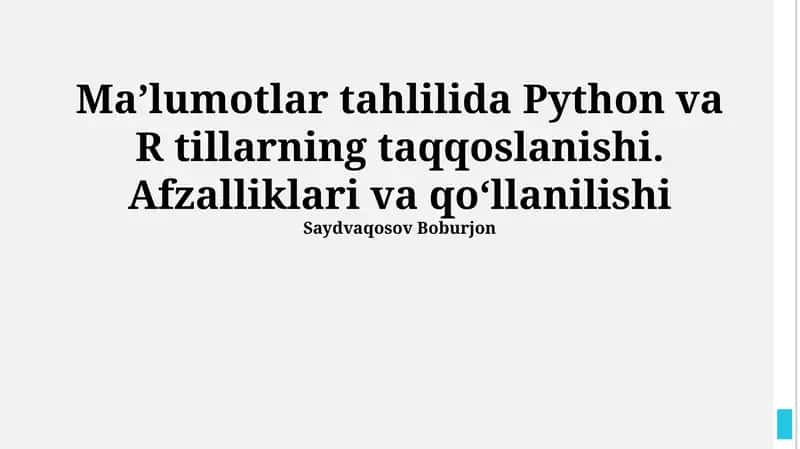 Maʼlumotlar tahlilida Python va R tillarning taqqoslanishi 1