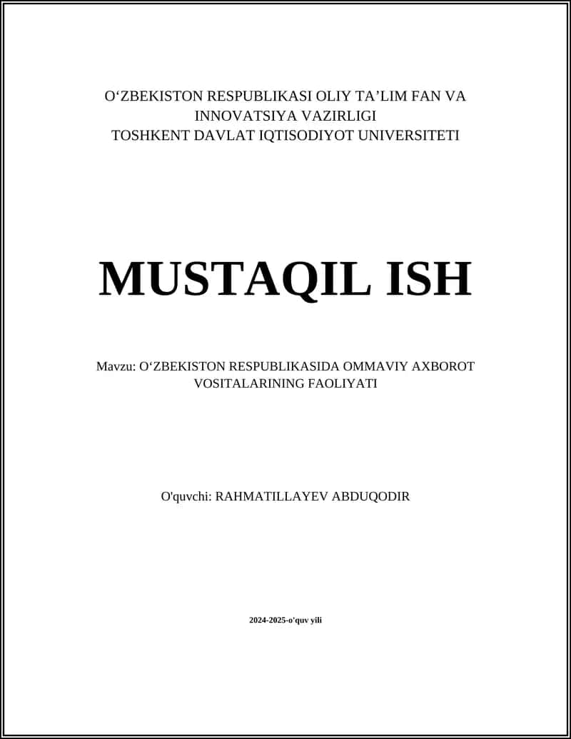 Ommaviy axborot vositalarining erkinligi 1