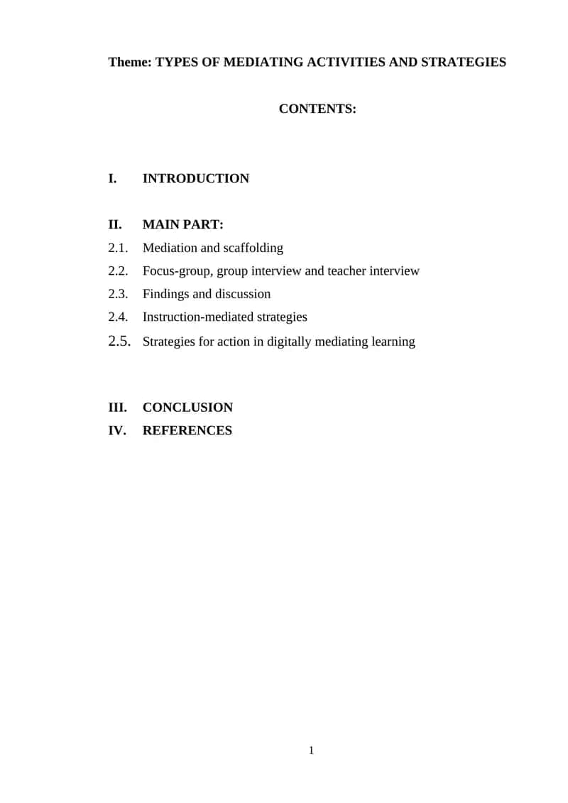 TYPES OF MEDIATING ACTIVITIES AND STRATEGIES 1