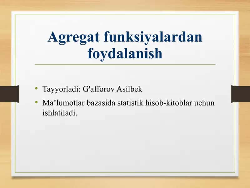 Agregat funksiyalar 1