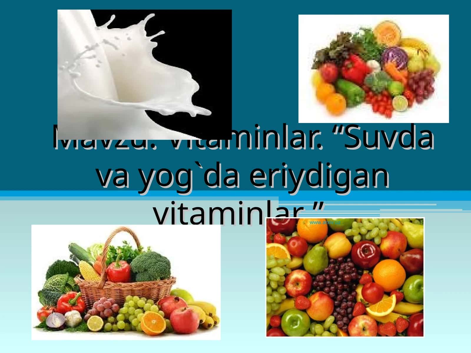 Vitaminlar. Suvda va yog'da eriydigan vitaminlar 1