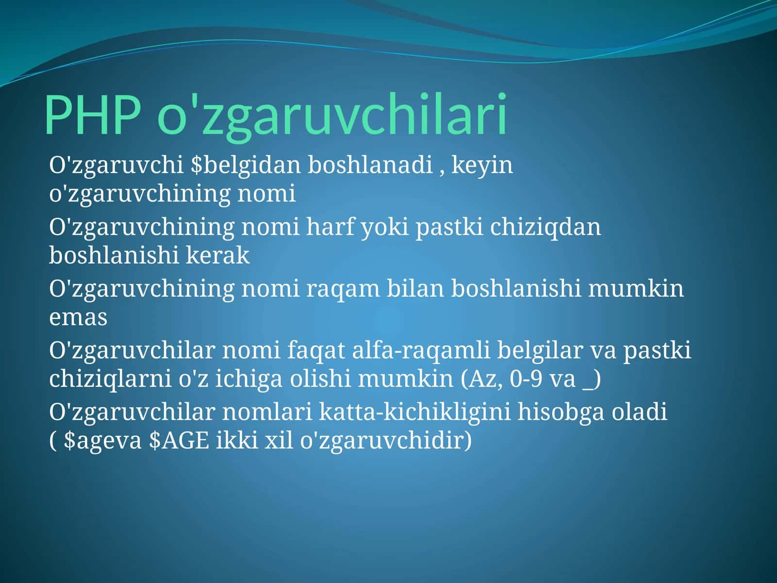PHPo'zgaruvchilari 1