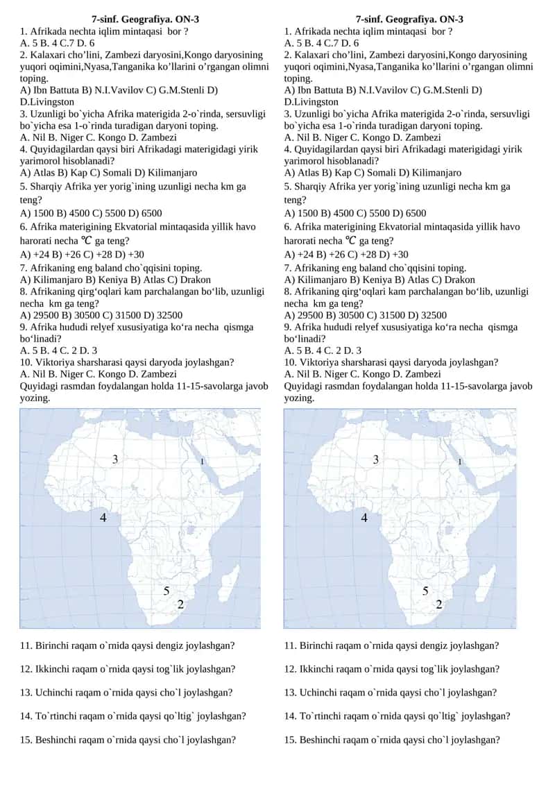 7-sinf. Geografiya. ON-3 1