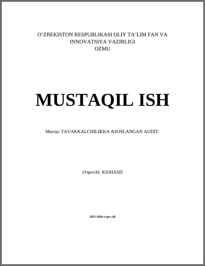 TAVAKKALCHILIKKA ASOSLANGAN AUDIT 1