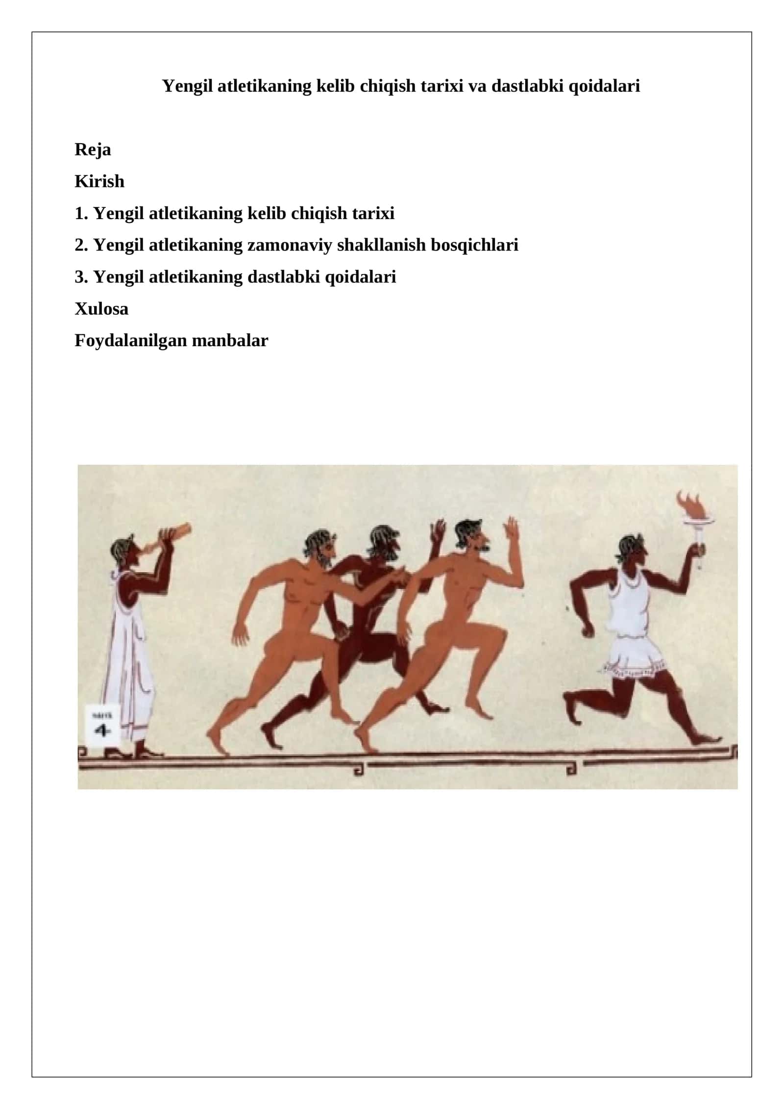 Yengil atletikaning kelib chiqish tarixi va dastlabki qoidalari 1