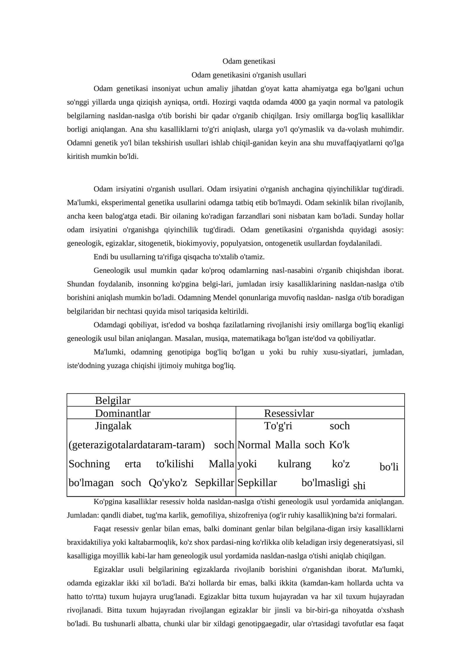Odam genetikasi 1