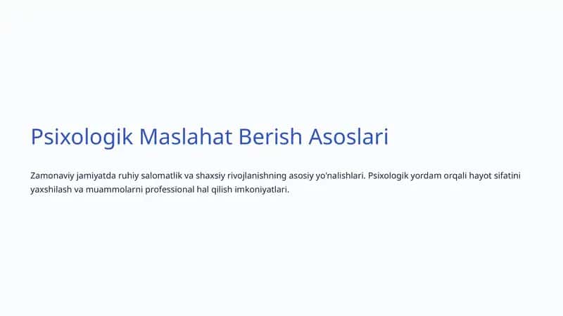 Psixologik Maslahat Berish Asoslari 1