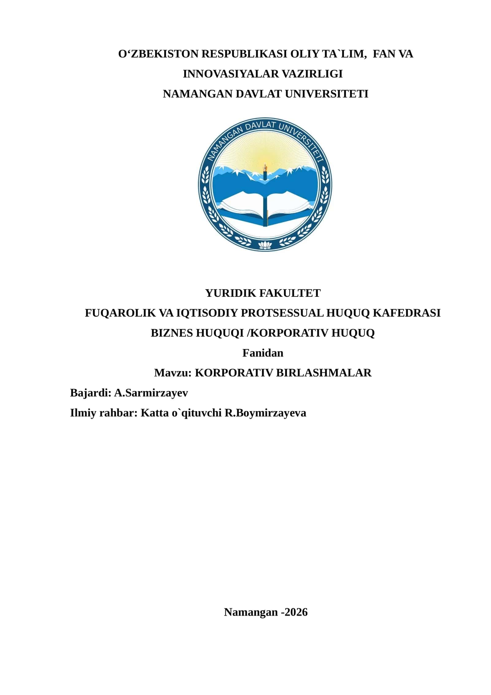 KORPORATIV BIRLASHMALAR 1