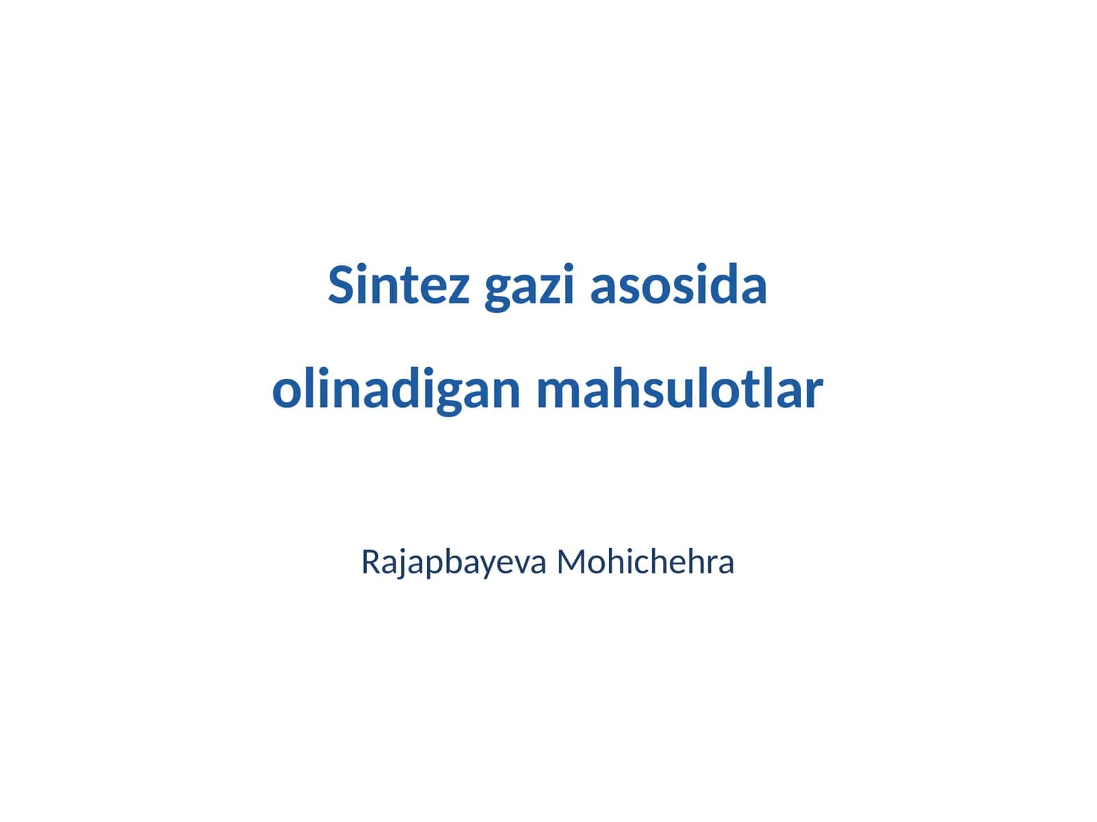 Sintez gazi asosida olinadigan mahsulotlar 1