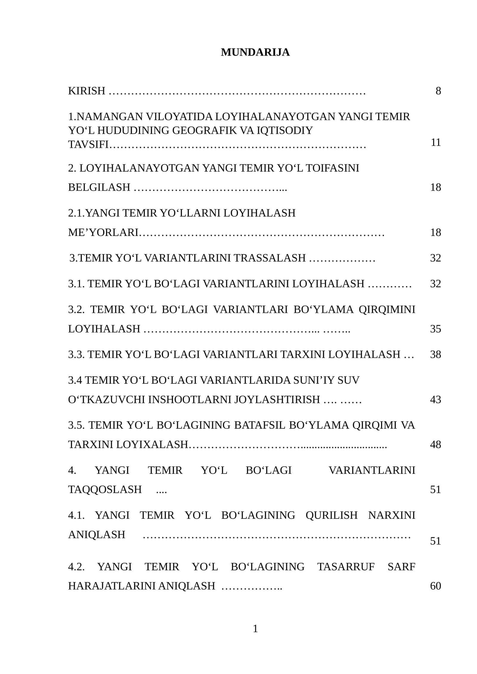 YANGI TEMIR YO'L BO'LAGI VARIANTLARI TAQQOSLASH 1