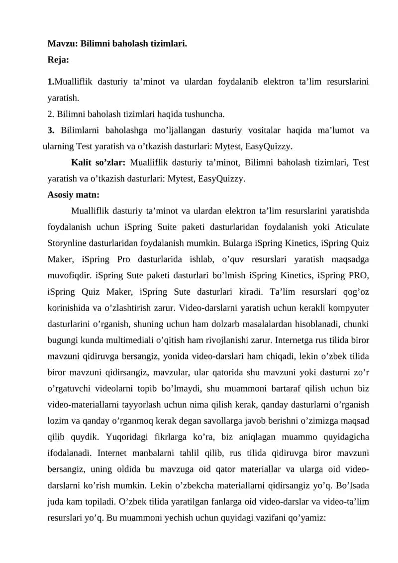 Bilimni baholash tizimlari 1