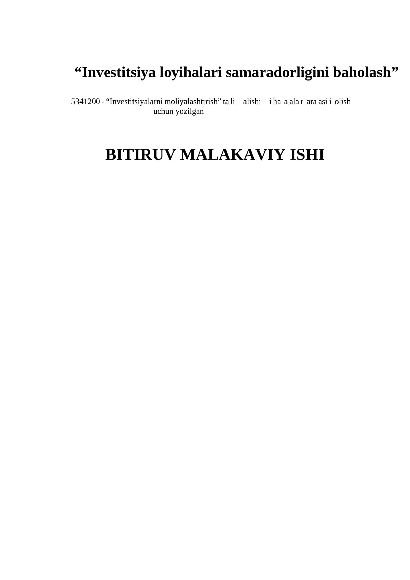 Investitsiya loyihalari samaradorligini baholash 1