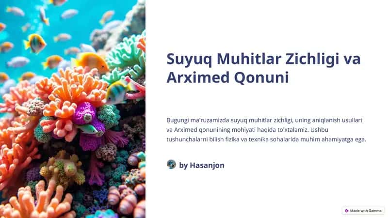 Suyuq Muhitlar Zichligi va Arximed Qonuni 1