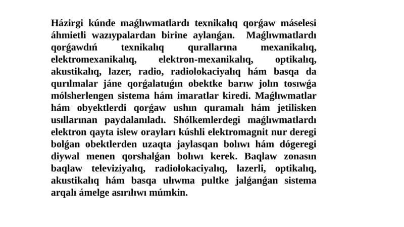 Maǵlıwmatlar texnikasining asossiy jihatlari 1