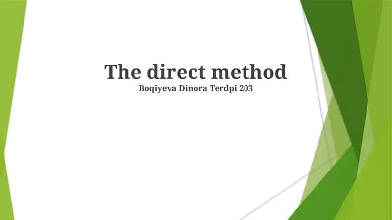 The direct method 1