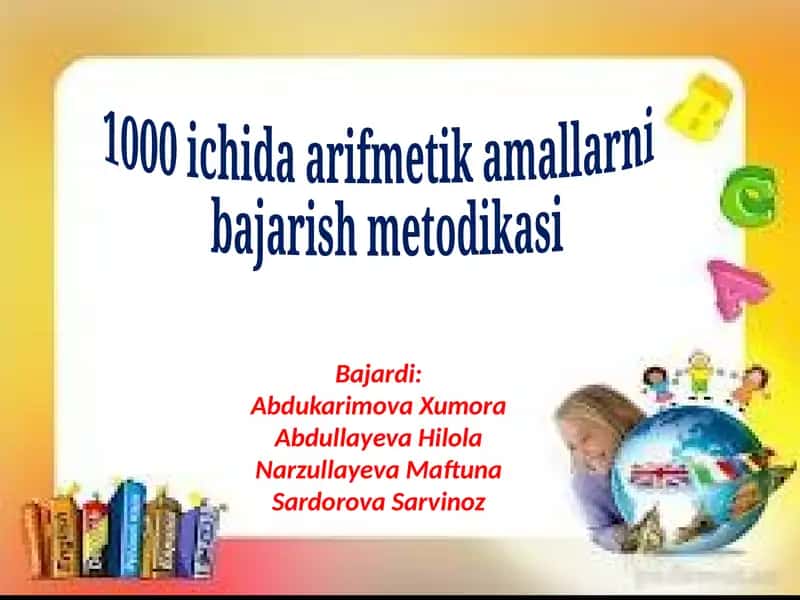 1000 ichida arifmetik amallarni bajarish metodikasi 1