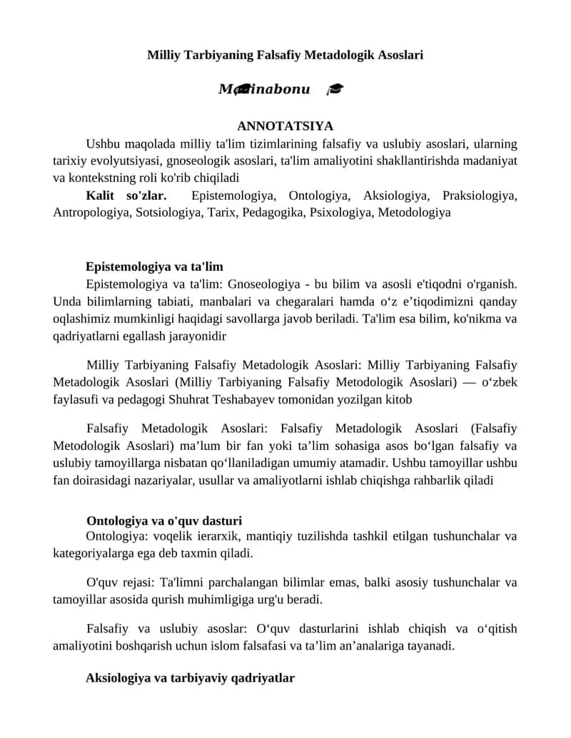 Milliy Tarbiyaning Falsafiy Metadologik Asoslari 1