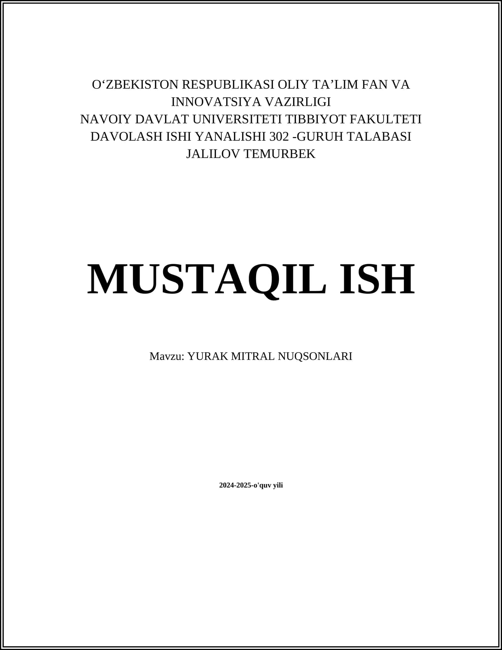 YURAK MITRAL NUQSONLARI 1