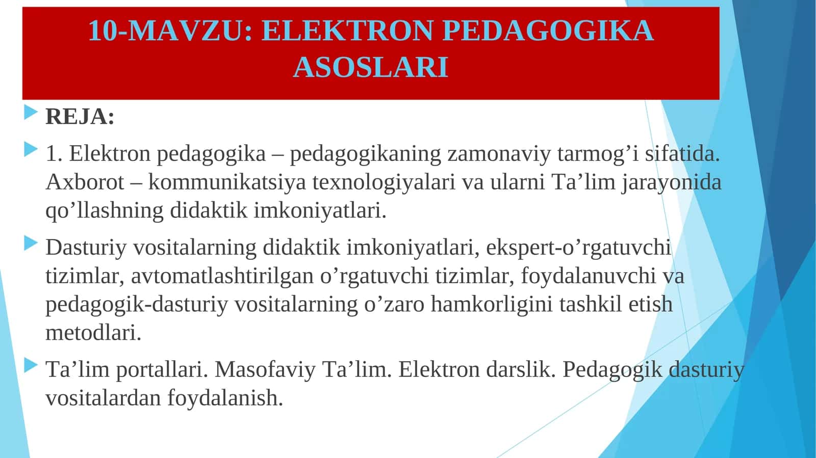 ELEKTRON PEDAGOGIKA ASOSLARI 1