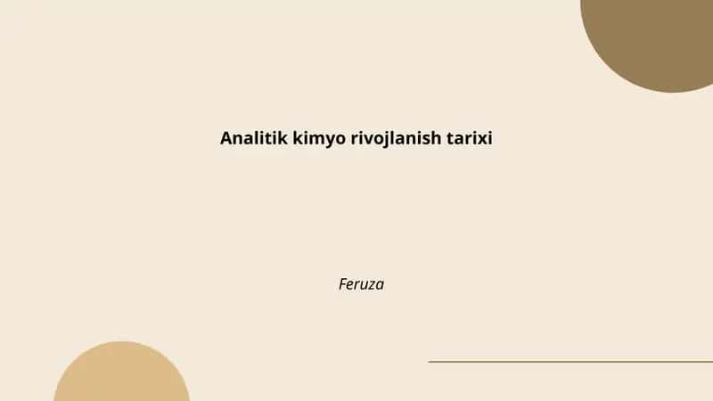 Analitik kimyo rivojlanish tarixi 1