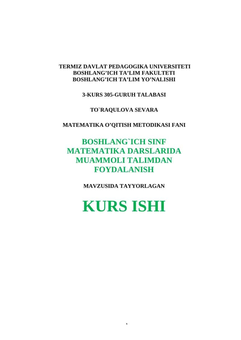 Matematika O’qitish Metodikasi 1