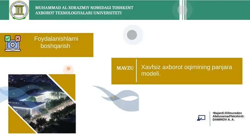 Xavfsiz axborot oqimining panjara modeli. 1